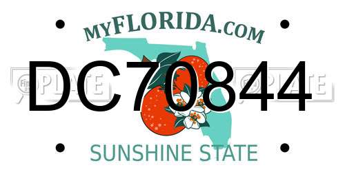 DC70844 Florida License Plate