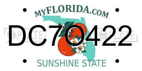 DC7O422 Florida License Plate