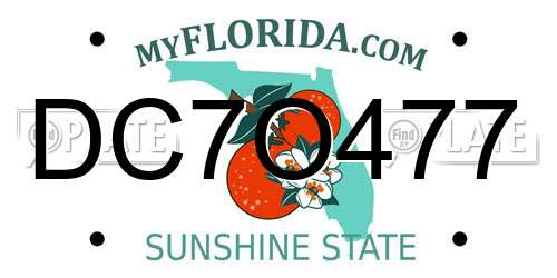 DC7O477 Florida License Plate