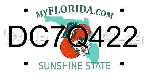 DC7Q422 Florida License Plate