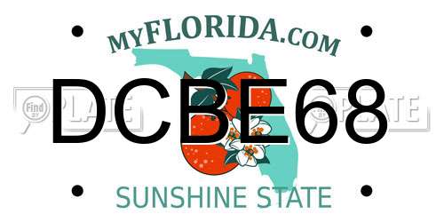 DCBE68 Florida License Plate