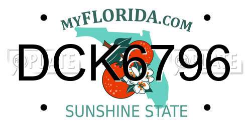DCK6796 Florida License Plate