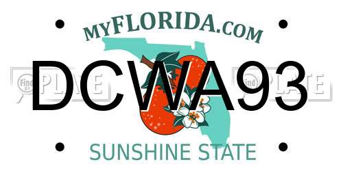 DCWA93 Florida License Plate