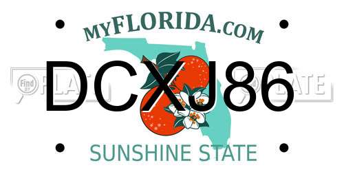 DCXJ86 Florida License Plate