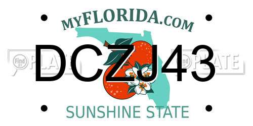 DCZJ43 Florida License Plate