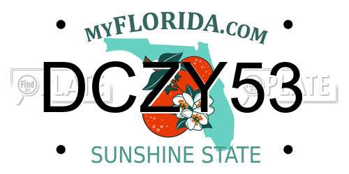 DCZY53 Florida License Plate