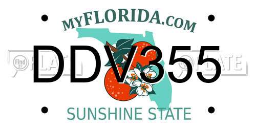 DDV355 Florida License Plate