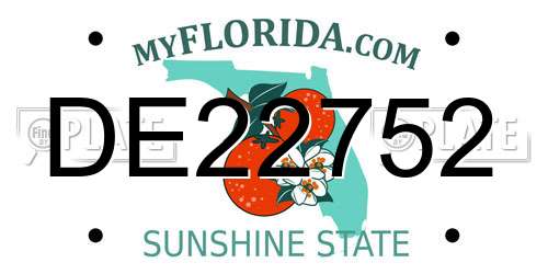 DE22752 Florida License Plate