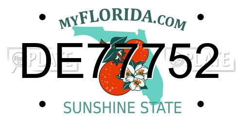 DE77752 Florida License Plate