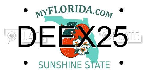 DEEX25 Florida License Plate