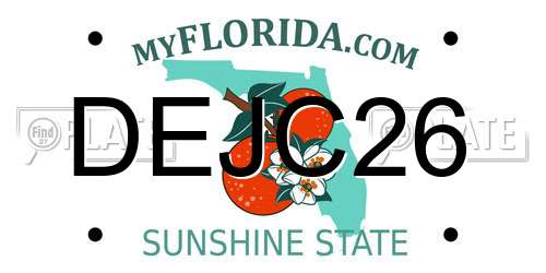 DEJC26 Florida License Plate