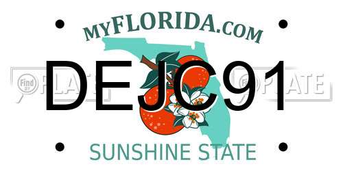 DEJC91 Florida License Plate