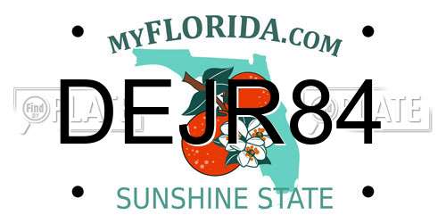 DEJR84 Florida License Plate