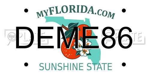 DEME86 Florida License Plate