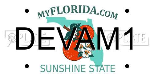 DEVAM1 Florida License Plate