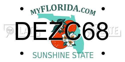 DEZC68 Florida License Plate