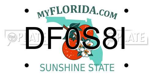 DF0S8I Florida License Plate