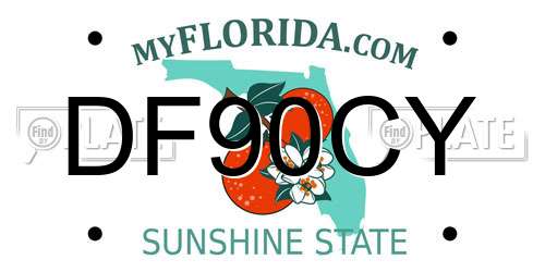 DF90CY Florida License Plate