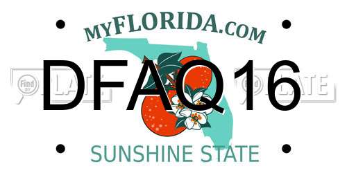 DFAQ16 Florida License Plate