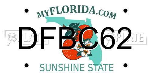 DFBC62 Florida License Plate