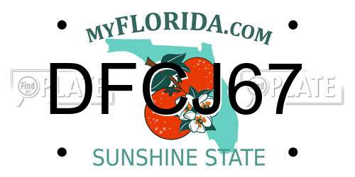 DFCJ67 Florida License Plate