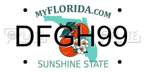 DFGH99 Florida License Plate