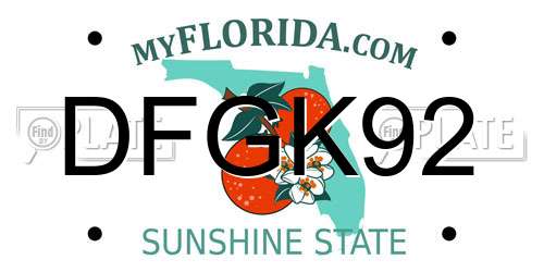 DFGK92 Florida License Plate