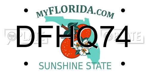DFHQ74 Florida License Plate