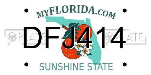 DFJ414 Florida License Plate