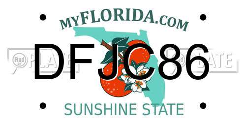 DFJC86 Florida License Plate