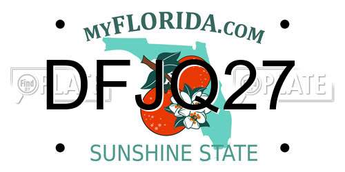 DFJQ27 Florida License Plate