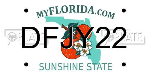 DFJY22 Florida License Plate