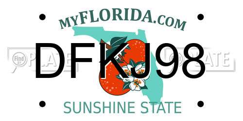 DFKJ98 Florida License Plate