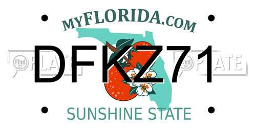 DFKZ71 Florida License Plate