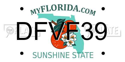 DFVF39 Florida License Plate