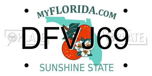 DFVJ69 Florida License Plate