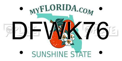 DFWK76 Florida License Plate