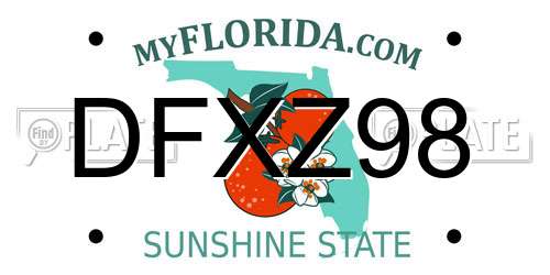 DFXZ98 Florida License Plate