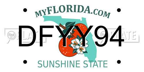 DFYY94 Florida License Plate
