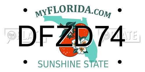 DFZD74 Florida License Plate