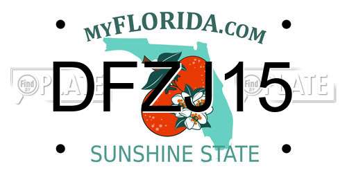 DFZJ15 Florida License Plate