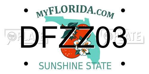 DFZZ03 Florida License Plate