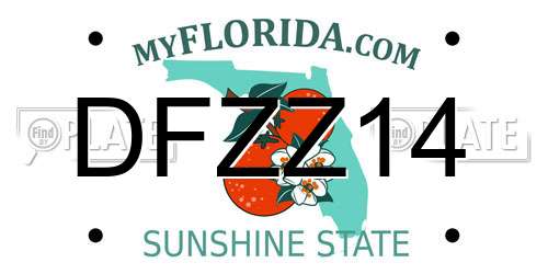DFZZ14 Florida License Plate
