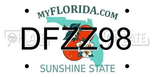 DFZZ98 Florida License Plate