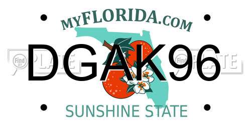DGAK96 Florida License Plate