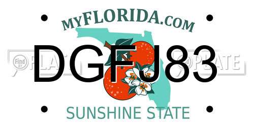 DGFJ83 Florida License Plate