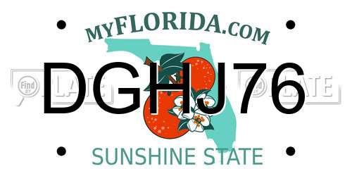 DGHJ76 Florida License Plate