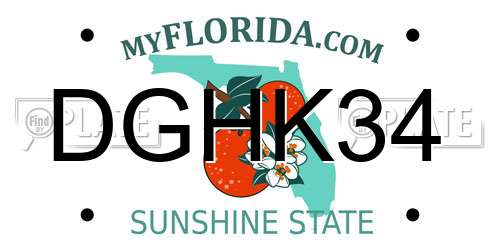 DGHK34 Florida License Plate