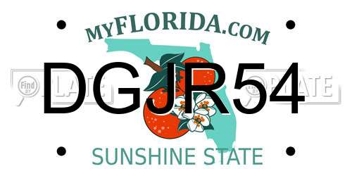DGJR54 Florida License Plate
