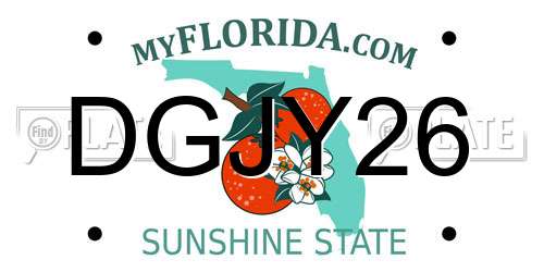 DGJY26 Florida License Plate